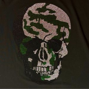 HEADS OR TAILS Rhinestone Skull Graphic Tee Mens XL T-shirt